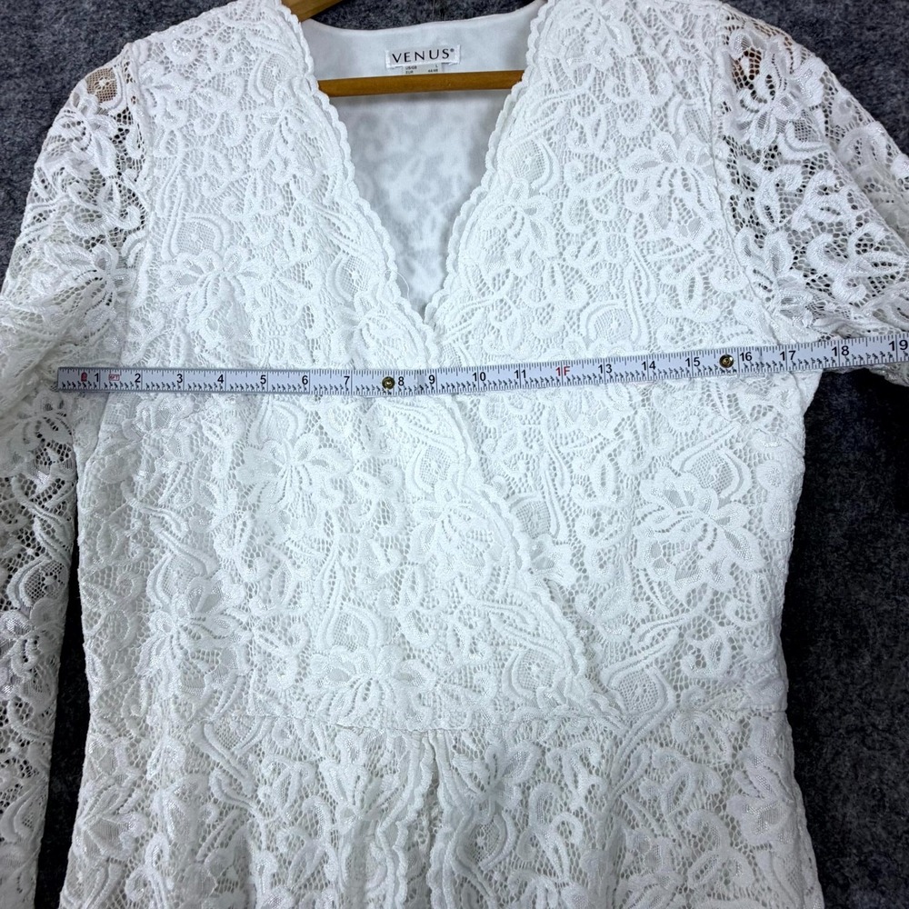 Venus Jumpsuit Dress Womens Large White Lace Bridal Festival Duster Skirt Boho - Picture 6 of 7